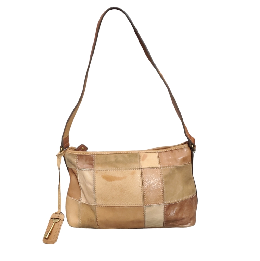 Fossil Tan Patch Leather Shoulder Bag